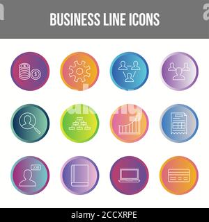 Set di icone Business Line univoco Illustrazione Vettoriale