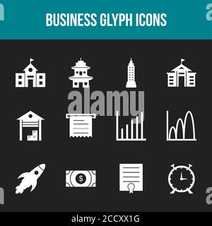 Set di icone Business Glyph unico Illustrazione Vettoriale