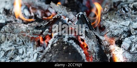 Calici di fusione. Consistenza dei carboni decadenti. Sfondo astratto. Banner Foto Stock