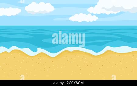 Illustrazione vettoriale del paesaggio estivo della spiaggia Illustrazione Vettoriale