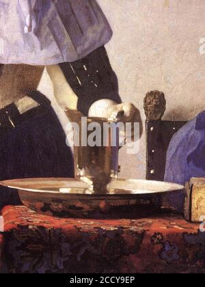 Johannes Vermeer - giovane donna con caraffa d'acqua (dettaglio) Foto Stock