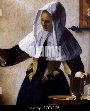 Johannes Vermeer - giovane donna con caraffa d'acqua (dettaglio) Foto Stock