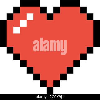 Vettore pixel art cuore rosso Illustrazione Vettoriale