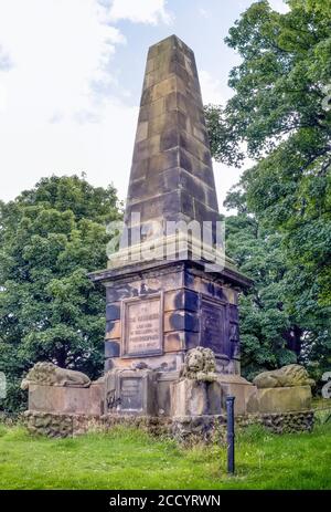 Memoriale al colonnello James Gardiner, morto nella Battaglia di Prestonpans, East Lothian, Scozia, Regno Unito. Foto Stock