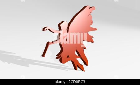 GIRL 3D icona casting ombra, illustrazione 3D Foto Stock