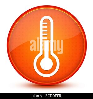 Icona del termometro isolata su astratto del pulsante rotondo arancione con stella lucida illustrazione Foto Stock