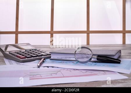 Composizione di prodotti per l'analisi aziendale. Foto Stock