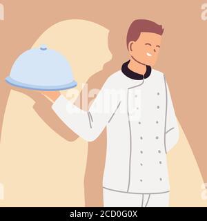 bel cuoco maschio in uniforme disegno di illustrazione vettoriale Illustrazione Vettoriale