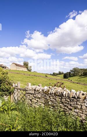 Un paesaggio estivo dal villaggio Cotswold di Calmsden Gloucestershire REGNO UNITO Foto Stock