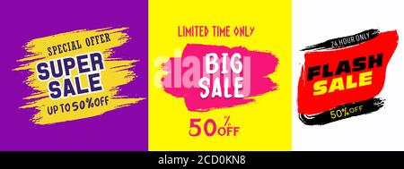 Flash vendita Bright banner design Super sale modello banner Illustrazione Vettoriale