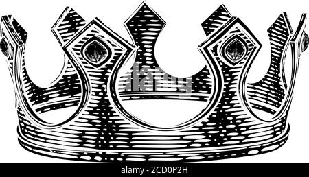 Illustrazione in stile retro vintage King Royal Crown Illustrazione Vettoriale