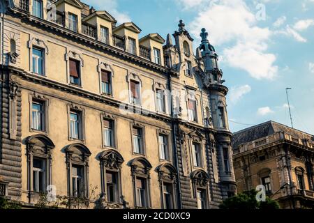 façade di un edificio casuale a Praga Foto Stock