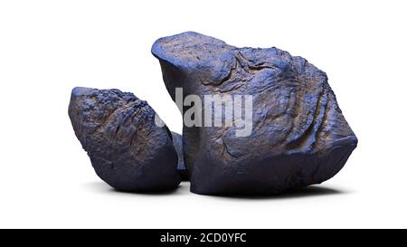 gruppo di rocce isolate con ombra su sfondo bianco Foto Stock