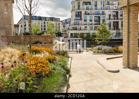 Bath Riverside sviluppo di appartamenti e attici di lusso vicino al Centro Città di Bath, Somerset, Inghilterra, Regno Unito Foto Stock