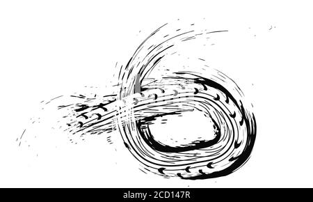 Le tracce degli pneumatici segnano lo sfondo in bianco e nero Vector Illustrazione Vettoriale