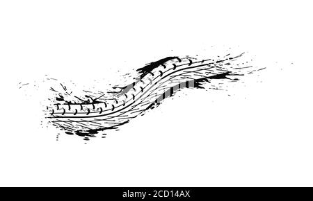 Le tracce degli pneumatici segnano lo sfondo in bianco e nero Vector Illustrazione Vettoriale