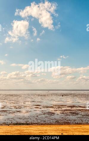 Bassa marea sulla riva est del Wash presso la spiaggia di Snettisham. Foto Stock