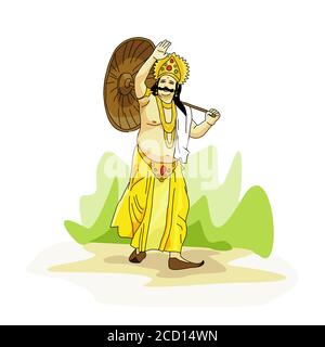 Kerala Onam festival Mahabali anche conosciuto Maveli illustrazione vettore Illustrazione Vettoriale