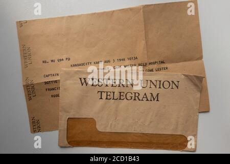 1940 Western Union telegramma ancora in vita, STATI UNITI D'AMERICA Foto Stock