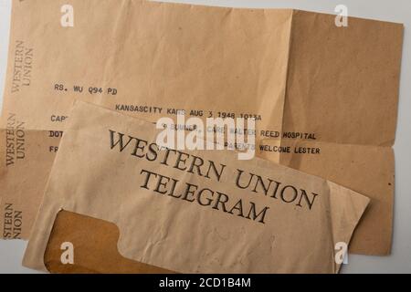 1940 Western Union telegramma ancora in vita, STATI UNITI D'AMERICA Foto Stock
