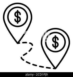 Icone della riga del servizio di consegna dei costi regionali Foto Stock