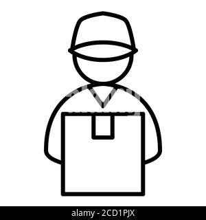 Icone della linea del servizio di consegna del gestore Foto Stock