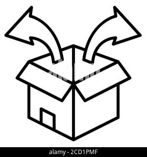 Disimballare le icone della linea del servizio di consegna Foto Stock