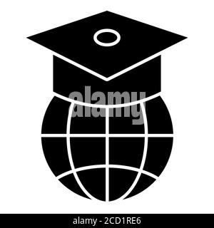 Global Online Education Glyph icona Foto Stock