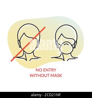 Nessuna entrata senza maschera protettiva - icona come EPS 10 file Illustrazione Vettoriale
