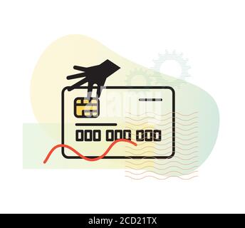 Frode di phishing - furto delle informazioni della carta di credito - icona con nome File EPS 10 Illustrazione Vettoriale