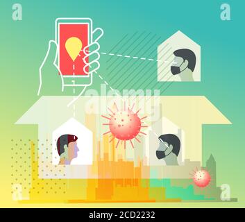 Utilizzo dell'app Contact Tracing per Coronavirus - icona come EPS 10 file Illustrazione Vettoriale