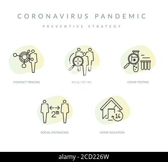 Coronavirus Pandemic - strategia preventiva - icona come EPS 10 File Illustrazione Vettoriale