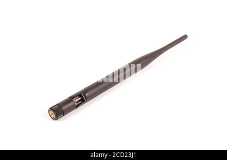 Antenna di trasmissione a radiofrequenza monopolare per Internet of Things IoT E tecnologia 5G isolata su sfondo bianco Foto Stock