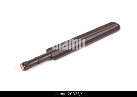 Antenna di trasmissione a radiofrequenza monopolare per Internet of Things IoT E tecnologia 5G isolata su sfondo bianco Foto Stock