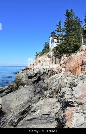 Il faro di Bass Harbor nell'Acadia National Park Maine, Stati Uniti Foto Stock