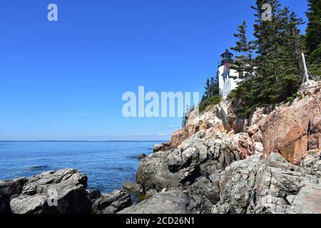 Il faro di Bass Harbor nell'Acadia National Park Maine, Stati Uniti Foto Stock