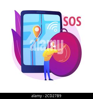 Illustrazione vettoriale del concetto astratto del pulsante di emergenza personale. Illustrazione Vettoriale