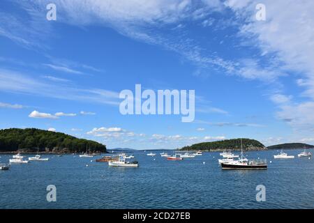 Barche di aragosta ancorate a Bar Harbor Maine Foto Stock