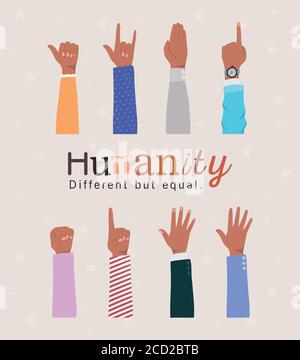 L'umanità diversa ma uguale e la diversità passa il disegno, la razza multietnica della gente e il tema della comunità illustrazione vettoriale Illustrazione Vettoriale