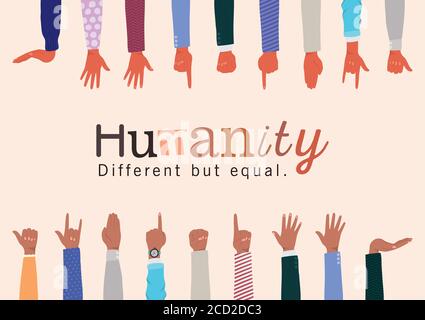 L'umanità diversa ma uguale e la diversità passa il disegno, la razza multietnica della gente e il tema della comunità illustrazione vettoriale Illustrazione Vettoriale