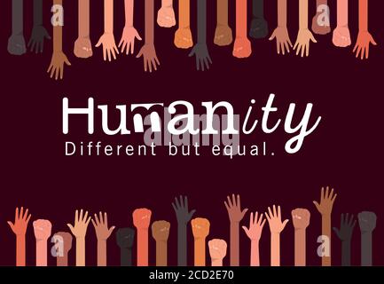 L'umanità diversa ma uguale e la diversità passa il disegno, la razza multietnica della gente e il tema della comunità illustrazione vettoriale Illustrazione Vettoriale