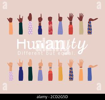 L'umanità diversa ma uguale e la diversità passa il disegno, la razza multietnica della gente e il tema della comunità illustrazione vettoriale Illustrazione Vettoriale