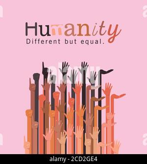 L'umanità diversa ma uguale e la diversità passa il disegno, la razza multietnica della gente e il tema della comunità illustrazione vettoriale Illustrazione Vettoriale