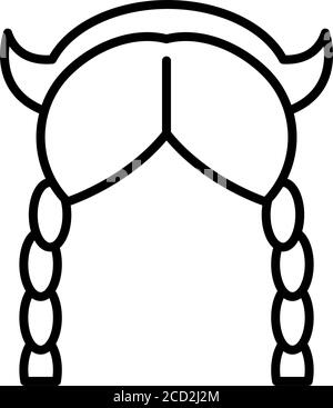 treccia in costume bavarese icona su sfondo bianco, stile linea, illustrazione vettoriale Illustrazione Vettoriale