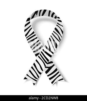 Nastro con stampa Zebra - simbolo della consapevolezza delle malattie rare. Illustrazione vettoriale del ribon di consapevolezza per la Giornata Mondiale della malattia rara. Costone con stampa Zebra e frese Illustrazione Vettoriale