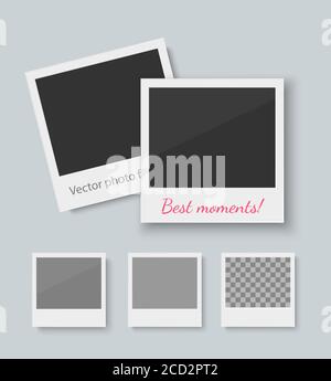 Cornici fotografiche di vecchio stile. Raccolta di immagini vettoriali realistiche di cornice fotografica retrò vuota Illustrazione Vettoriale