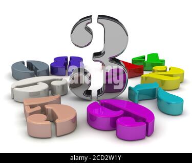 Numero tre al centro dei numeri. numeri colorati 3d su sfondo bianco con il numero di tre al centro. Illustrazione 3D Foto Stock