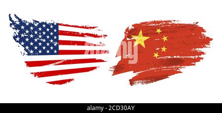 Vector Illustration grunge texture USA Chine flag Illustrazione Vettoriale