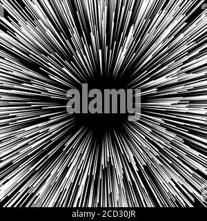 Sfondo della linea di raggi radiali monocromatica Sun Burst Illustrazione Vettoriale