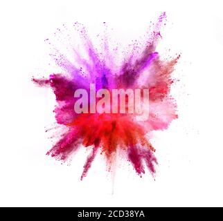 Esplosione di polvere colorata isolati su sfondo bianco Foto Stock